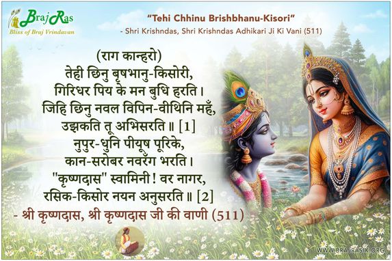 तेही छिनु बृषभनु-किसोरी - श्री कृष्णदास, श्री कृष्णदास अधिकारी जी की वाणी (511)