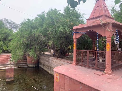 Shiv Temple beside Kamal Kund at Kirti Tapah Sthali inside Khelan Van, Padar Van, Barsana.