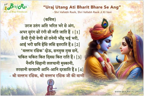 उरज उतंग अति भरित भरे से अंग -  श्री वल्लभ रसिक जी की वाणी