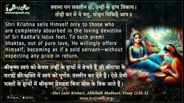 श्यामा पग लवलीन हो, उन्हीं के हाथ विकाय  - श्री ललित किशोरी, अभिलाष माधुरी, विनय (236.2)