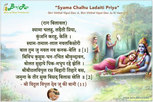 स्यामा चलहु, लड़ैती प्रिया  - श्री विट्ठल विपुल देव जू की बानी (11)