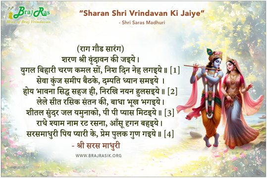 शरण श्री वृंदावन की जइये - श्री सरस माधुरी जी