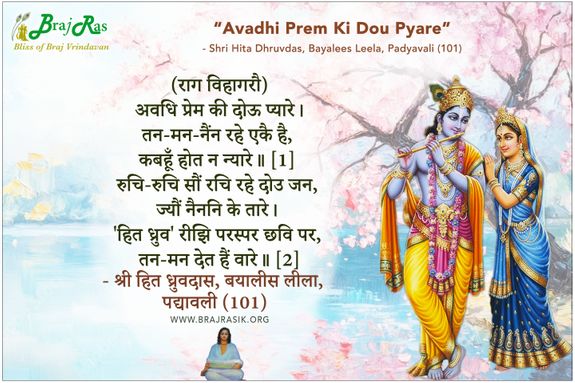 अवधि प्रेम की दोऊ प्यारे - श्री हित ध्रुवदास, बयालीस लीला, पद्यावली (101)