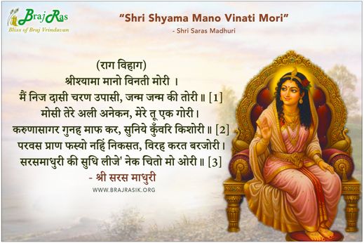 श्रीश्यामा मानो विनती मोरी - श्री सरस माधुरी जी