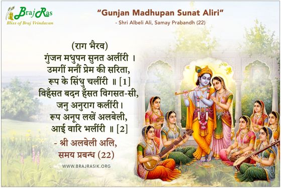 गुंजन मधुपन सुनत अलींरी - श्री अलबेली अलि, समय प्रबन्ध (22)