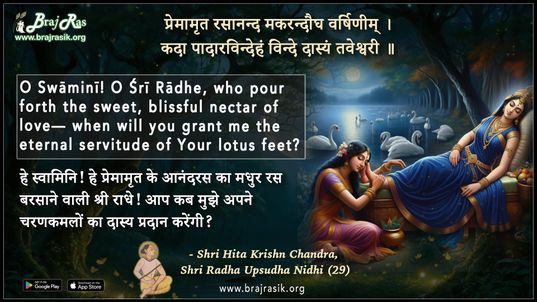 प्रेमामृत रसानन्द मकरन्दौघ - श्री हित कृष्ण चंद्र, श्री राधा उपसुधा निधि (29)